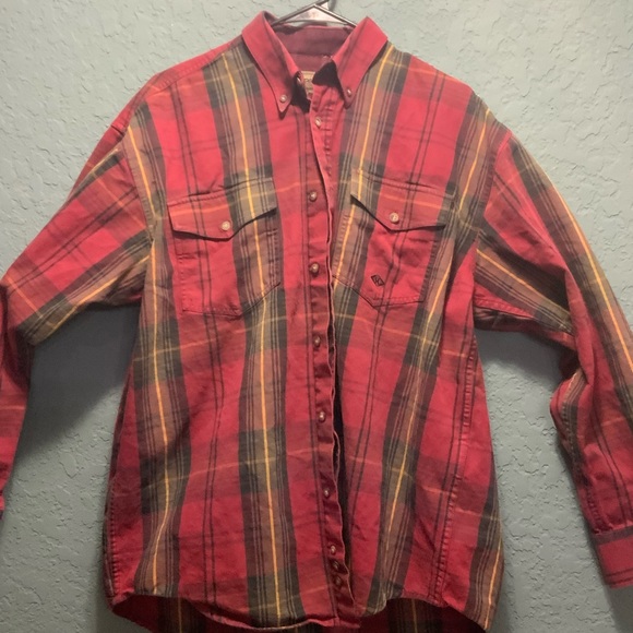 Roper Men's Short Sleeve Plaid Shirt - Red/Brown